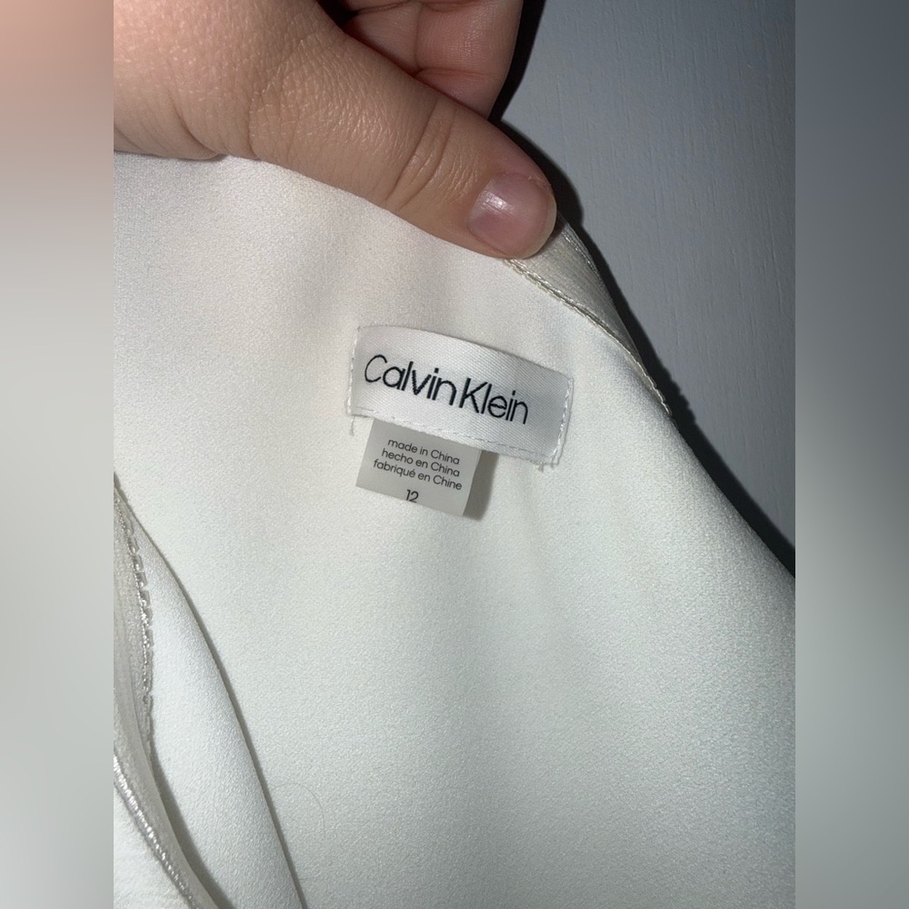 Calvin Klein One-Shoulder White Jumpsuit Size 12 - Picture 5 of 11